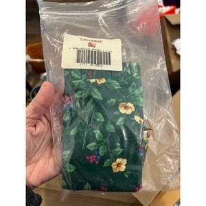 Longaberger MEDIUM SPOON Basket Liner - EMERALD VINE GREEN floral NEW